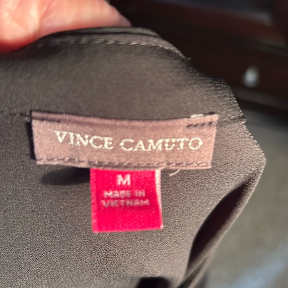 Black crepe blouse with double tiered bell sleeves. - Picture 6 of 9